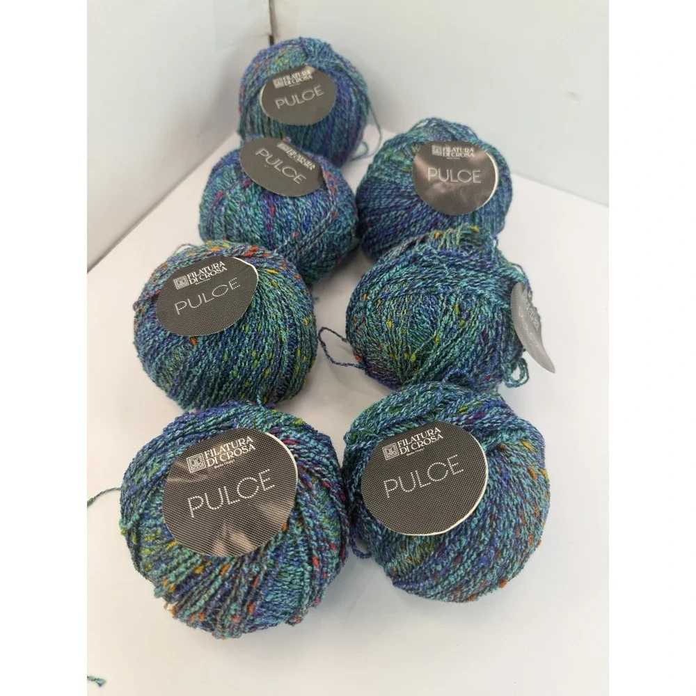 Filatura Di Crosa Yarn Pulce Cotton Nylon Acrylic Lot Of 7 Blues